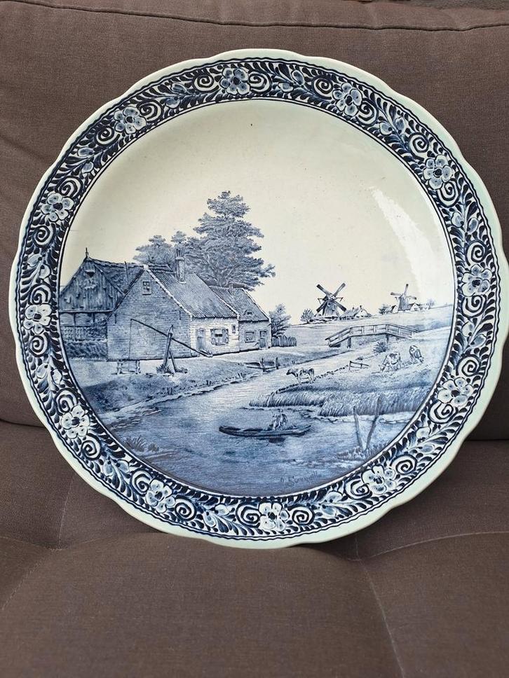 Delfts Blauw Wandbord Royal Sphinx by Boch - Vintage, Antiek en Kunst, Antiek | Wandborden en Tegels, Ophalen