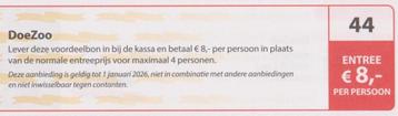 DoeZoo. Leens. Entree € 8,- p.p. Postcodeloterij bon nr 44. beschikbaar voor biedingen
