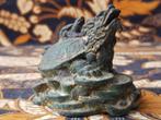 Draak schildpad met geld mooi antiek Chinees brons beeldje., Ophalen of Verzenden