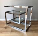Milo Baughman, in de stijl van,chroom en glazen serveerwagen, Huis en Inrichting, Tafels | Sidetables, Ophalen, Gebruikt, 50 tot 100 cm