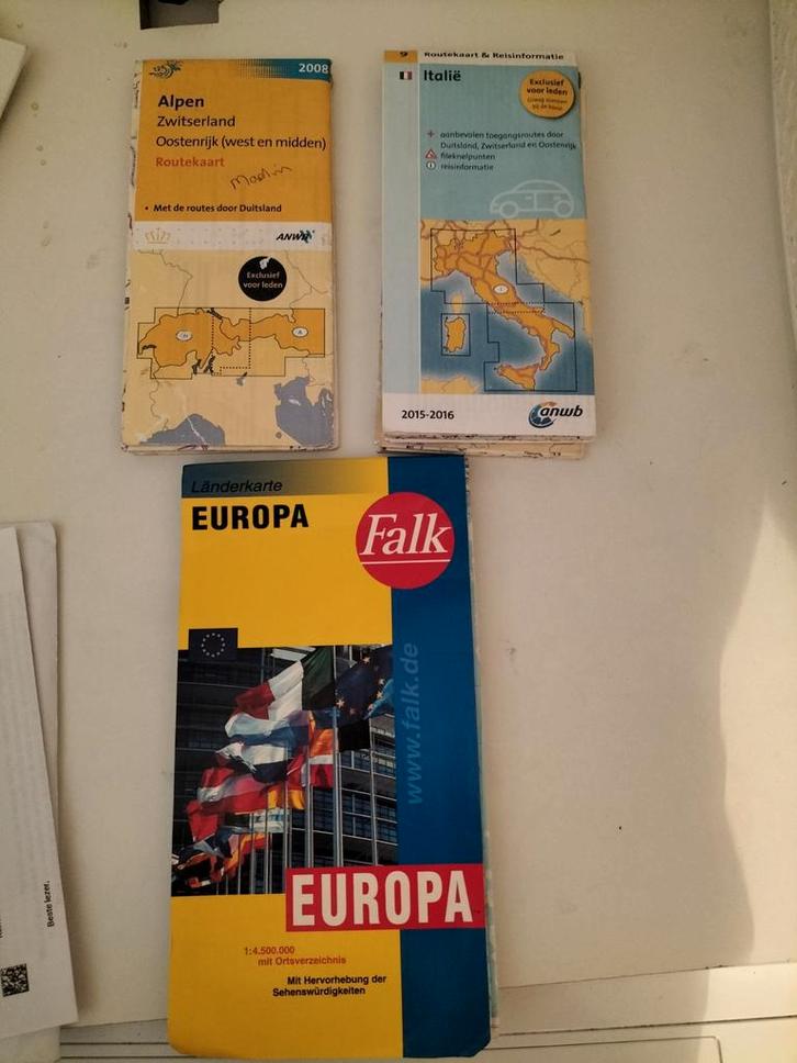Oude Routekaarten Europa, Italië, Zwitserland/Oostenrijk, Boeken, Atlassen en Landkaarten, Gelezen, Landkaart, Europa Overig, 2000 tot heden