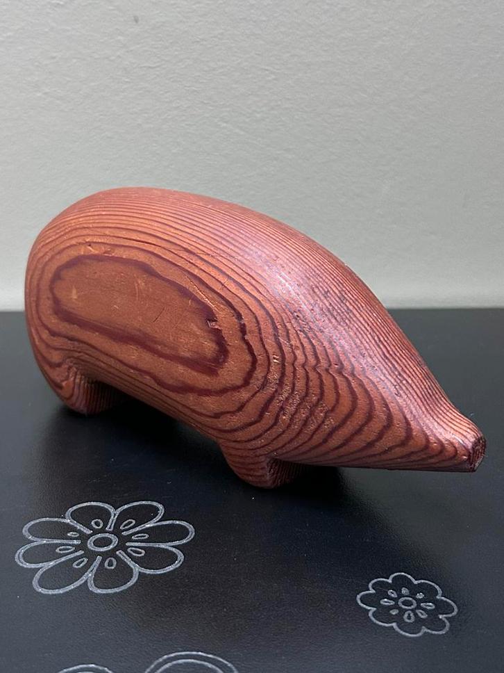 Micentury modern teakhouten varken of egel, Antiek en Kunst, Kunst | Designobjecten, Ophalen of Verzenden