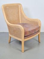 Vintage faux Webbing fauteuil Boho armchair '70 Japandi, Huis en Inrichting, Fauteuils, Minder dan 75 cm, Gebruikt, Riet of Rotan