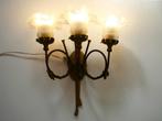3 Armige brons goudverguld strik wandlamp lamp met trompet, Ophalen of Verzenden