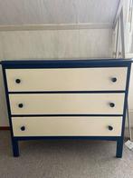 Commode met lades - Blauw/Beige, Ophalen, Gebruikt, 100 tot 150 cm, Met lade(s)