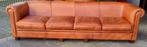 Kingsize XL Chesterfield bank cognac bruin leer + BEZORGING, Gebruikt, Chesterfield, Leer, Ophalen of Verzenden