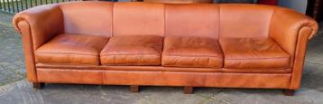 Kingsize XL Chesterfield bank cognac bruin leer + BEZORGING  beschikbaar voor biedingen