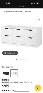 Nordli ladekast Ikea 6lades wit, Huis en Inrichting, Ophalen, 100 tot 150 cm, 5 laden of meer, Zo goed als nieuw