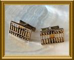 Verguld zilveren manchetknopen : telraam, abacus, Sieraden, Tassen en Uiterlijk, Manchetknopen, Gebruikt, Verguld, Ophalen of Verzenden