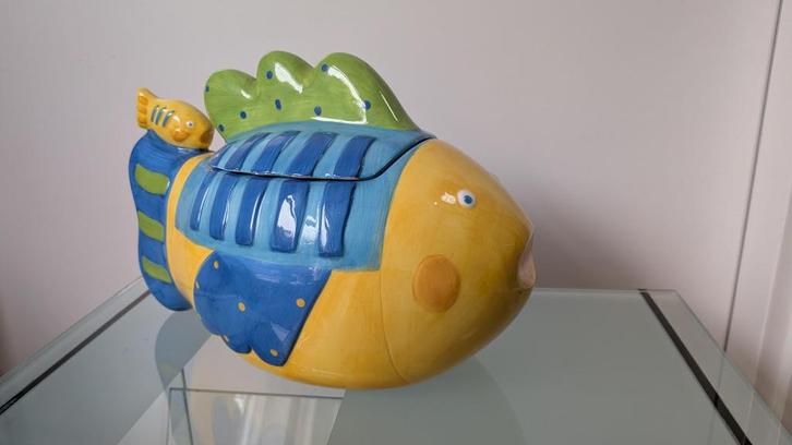 kleurrijke porseleinen koekjespot (ontwerper Pat Meyers), Huis en Inrichting, Keuken | Servies, Zo goed als nieuw, Overige typen