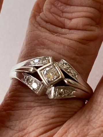 14 karaat witgoud diamant ring met ca. 0,2 karaat briljanten beschikbaar voor biedingen