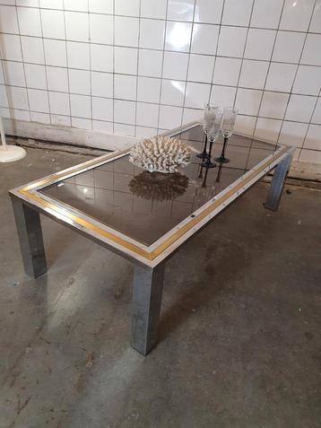 Vintage salontafel  70s 80s design Messing en chroom