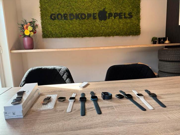Apple Watch 7 41/45MM Stainless, Sieraden, Tassen en Uiterlijk, Sporthorloges, iOS, Zwart, GPS, Ophalen