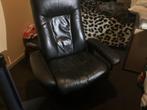 Zwart lederen draai fauteuil ( kijk bij opmerking ), Ophalen, Gebruikt, Leer, 50 tot 75 cm