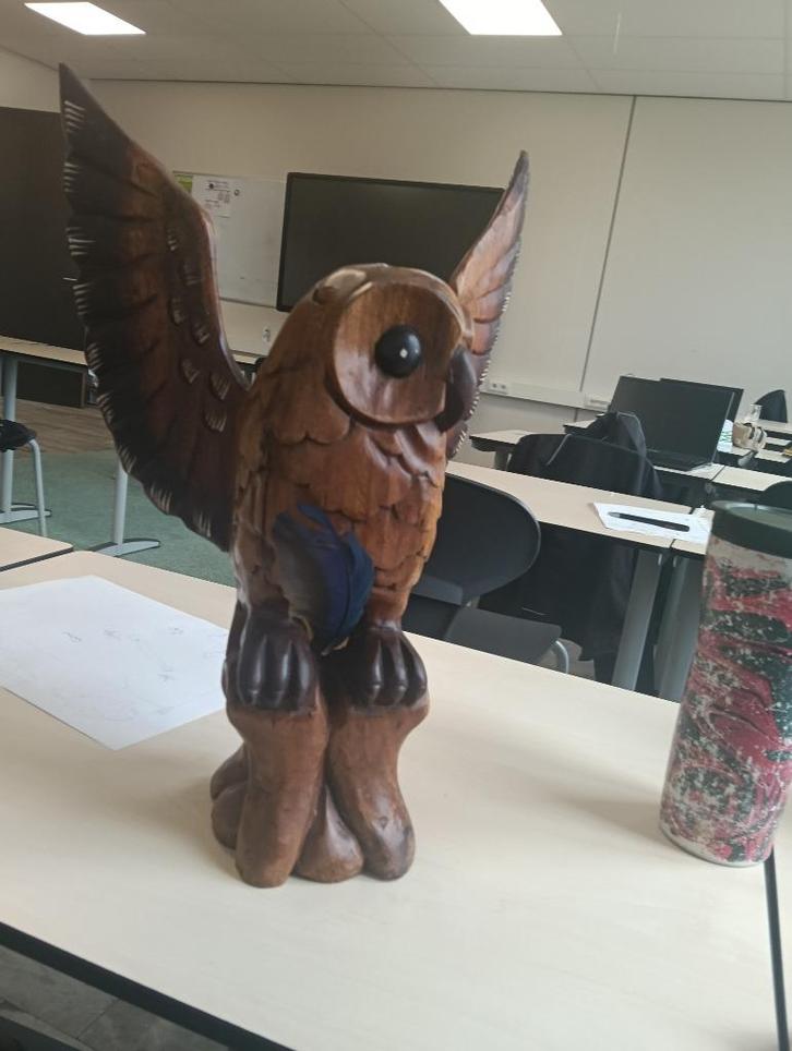 Mooie, handgemaakte houte uil, Antiek en Kunst, Kunst | Beelden en Houtsnijwerken, Ophalen