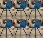 Eetkamerstoel velours blauw stoel met spinframe, Huis en Inrichting, Stoelen, Blauw, Nieuw, Ophalen of Verzenden, Vijf, Zes of meer stoelen