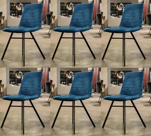 Eetkamerstoel velours blauw stoel met spinframe, Huis en Inrichting, Stoelen, Nieuw, Vijf, Zes of meer stoelen, Stof, Blauw, Ophalen of Verzenden