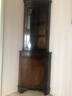 Engelse mahonie hoekkast met geslepen glas, Huis en Inrichting, Kasten | Buffetkasten, Ophalen, Gebruikt, 100 tot 150 cm, 50 tot 100 cm