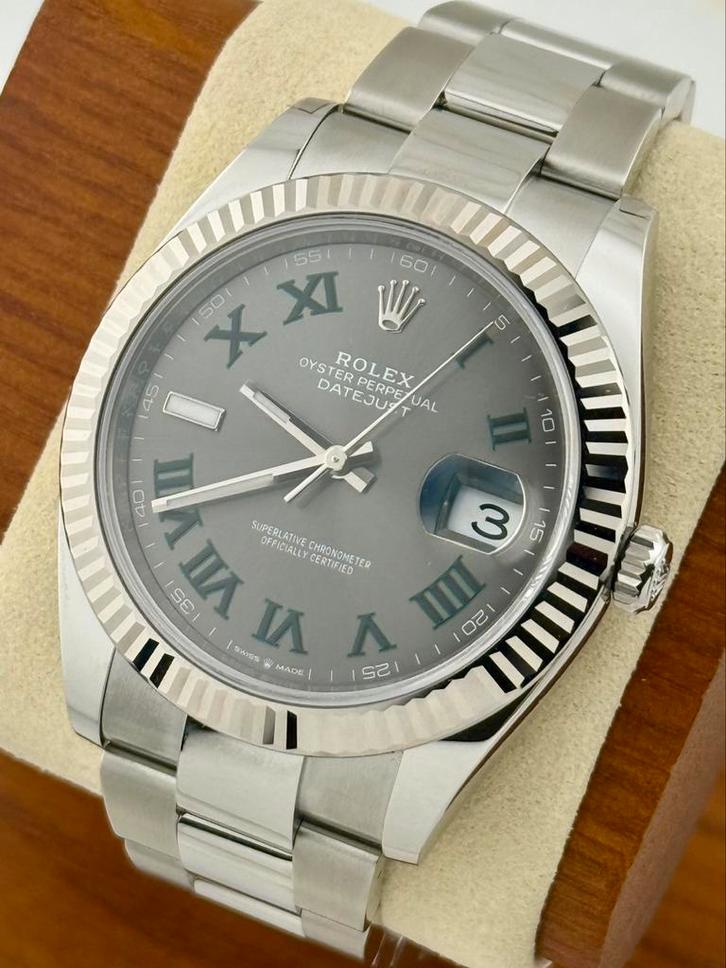 Rolex Datejust 41mm 126334 Wimbledon FULLSET, Sieraden, Tassen en Uiterlijk, Horloges | Heren, Zo goed als nieuw, Rolex, Staal