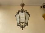 Hallamp Hallantraarn Lamp Messing geëtst glas Frans, Antiek en Kunst, Antiek | Lampen, Ophalen of Verzenden