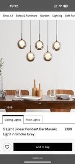 Hanglamp woonkamer led 5 glazen bollen - Made, Ophalen, Zo goed als nieuw, Glas, Industrieel