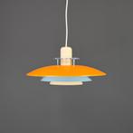 Deense Hanglamp met Oranje, Gele en Blauwe Tinten, Mid century modern, Ophalen of Verzenden, Zo goed als nieuw, 75 cm of meer