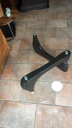 Salontafel ovaal glazen blad zwart onderdtel, Ophalen, Minder dan 50 cm, Ovaal, 100 tot 150 cm