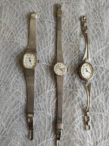 Drie vintage zilveren dameshorloges, Prisma en 2 x Ancre  beschikbaar voor biedingen