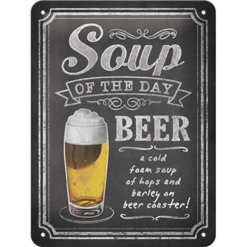 Soup of the day beer bier relief reclamebord van metaal deco, Huis en Inrichting, Woonaccessoires | Tekstborden en Spreuken, Nieuw
