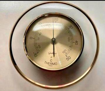 Nieuw - retro ronde goudkleurige thermometer - Gischard beschikbaar voor biedingen