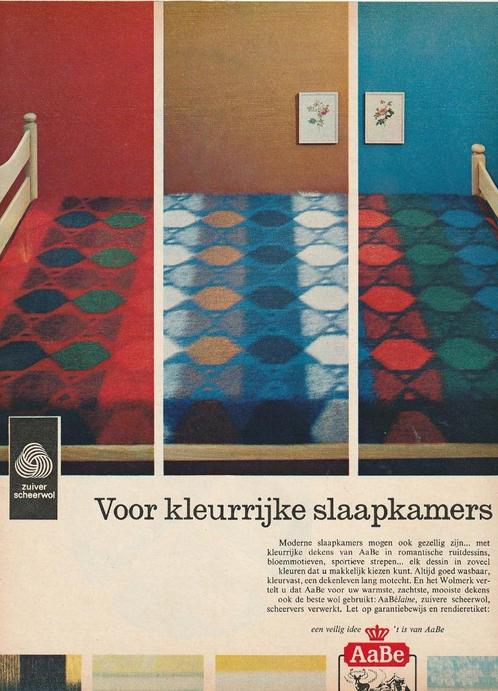 Retro reclame 1965 AaBe wollen dekens kleurige kamers, Verzamelen, Retro, Overige typen, Verzenden