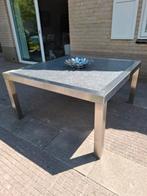 Tuintafel met natuurstenen blad hardsteen RVS, Ophalen, Zo goed als nieuw, Vierkant, Overige materialen