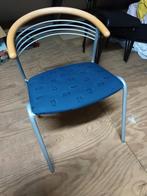 3 stoelen blauw bekleed hout metaal stoel blauwe stof, Ophalen, Gebruikt, Drie, Metaal