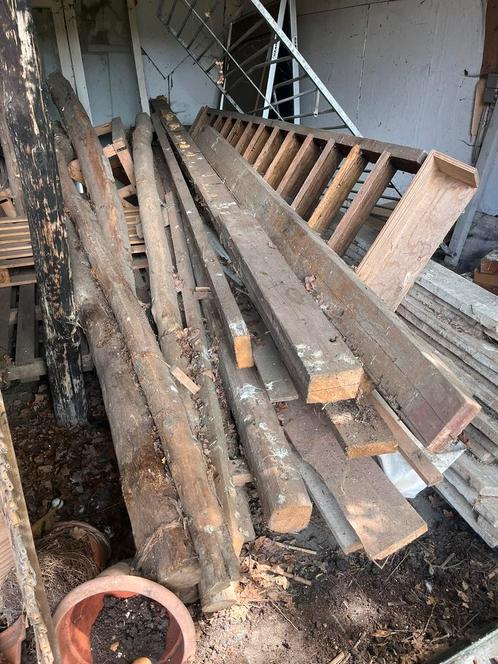 Diverse balken en planken, Doe-het-zelf en Verbouw, Hout en Planken, Gebruikt, Balk, 300 cm of meer, 50 mm of meer, Ophalen