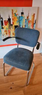 Ahrend bureaustoel buisframe vintage blauwgrijs, Huis en Inrichting, Ophalen, Gebruikt, Blauw, Vintage