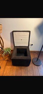 Vintage rib poef bruin - prima staat, Huis en Inrichting, Minder dan 50 cm, Vierkant, Ophalen of Verzenden, Zo goed als nieuw