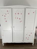 Brocante kast + nachtkastje: wit met roze bloemen, Kinderen en Baby's, Kinderkamer | Commodes en Kasten, Ophalen, Gebruikt, Kast