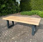 Nieuwe eiken boomstamtafel 2.25m lang, 90cm breed, 6cm dik, Huis en Inrichting, Tafels | Eettafels, Eikenhout, Vijf personen of meer