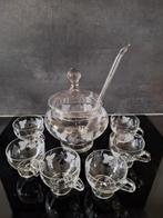 Glazen bowl of punch schaal met 6 glaasjes, Ophalen