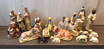 Antieke kerststal figuren in zoutglazuur 1900-1920 beschikbaar voor biedingen