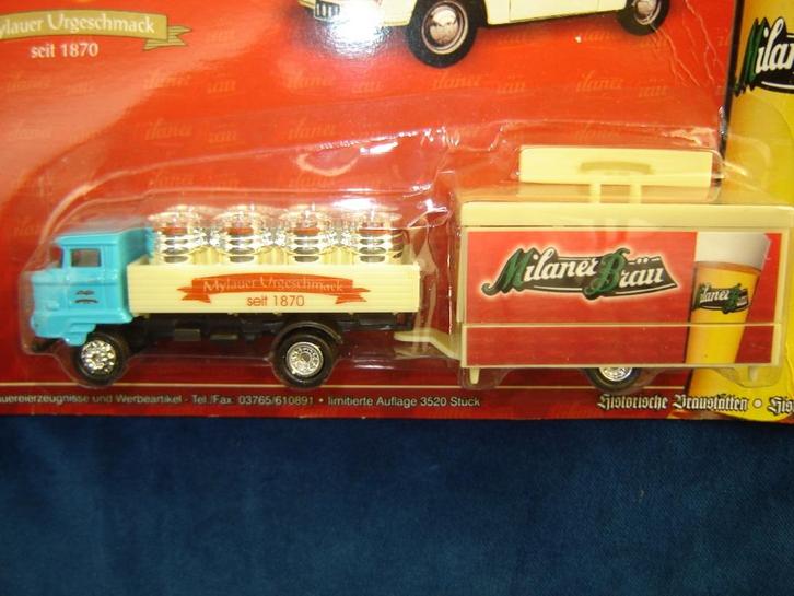 IFA W50 ( DDR) Milaner Bräu - met fust en biertapwagen, Hobby en Vrije tijd, Modelauto's | 1:87, Nieuw, Bus of Vrachtwagen, Overige merken