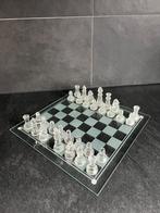Glazen schaakset schaakspel van glas, Hobby en Vrije tijd, Gezelschapsspellen | Bordspellen, Een of twee spelers, Gebruikt, Ophalen of Verzenden