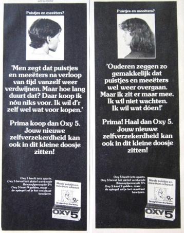 4 vintage advertenties reclames Oxy 5 huidverzorging 1979