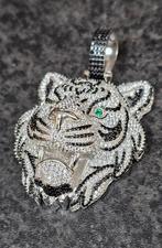 Prachtige Tijger kop zilveren 925 Italiaanse hanger, Ophalen of Verzenden, Nieuw, Zilver, Zilver