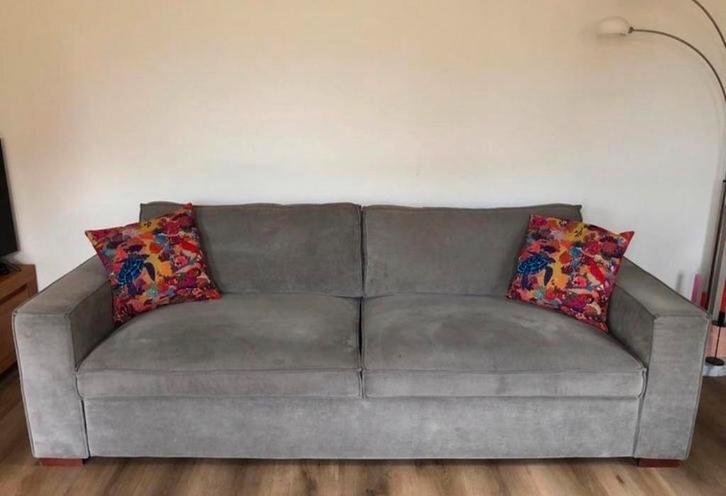 WOOOD 3-zits bank Thomas vergrijsd groen, Huis en Inrichting, Banken | Bankstellen, Zo goed als nieuw, 200 tot 250 cm, 75 tot 100 cm