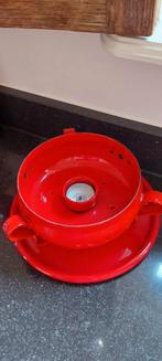 OUD EMAILLE WAXINELICHTHOUDER KAARSENSTANDAARD MET ONDERBORD, Ophalen of Verzenden