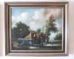 Olie op doek: J. Peeters, " Vlaamse Molen ", Ophalen of Verzenden, Schilderij, Oorspronkelijke maker, Minder dan 50 cm