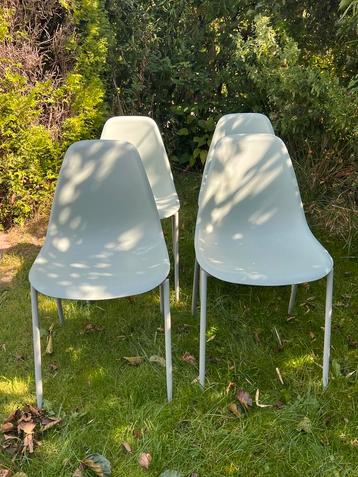 Design stoeltjes kunststof huis tuin agave groen grijs set/4 beschikbaar voor biedingen