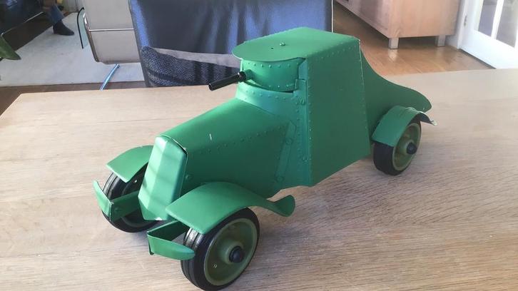 Pantserwagen, prototype, metaal, 47 cm, Antiek en Kunst, Antiek | Speelgoed, Ophalen of Verzenden