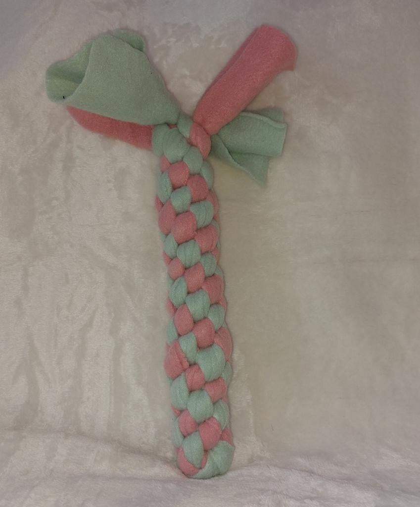 Handgemaakte pastel fleece honden speeltje, Dieren en Toebehoren, Hondenspeelgoed, Ophalen of Verzenden, Nieuw, Touwen